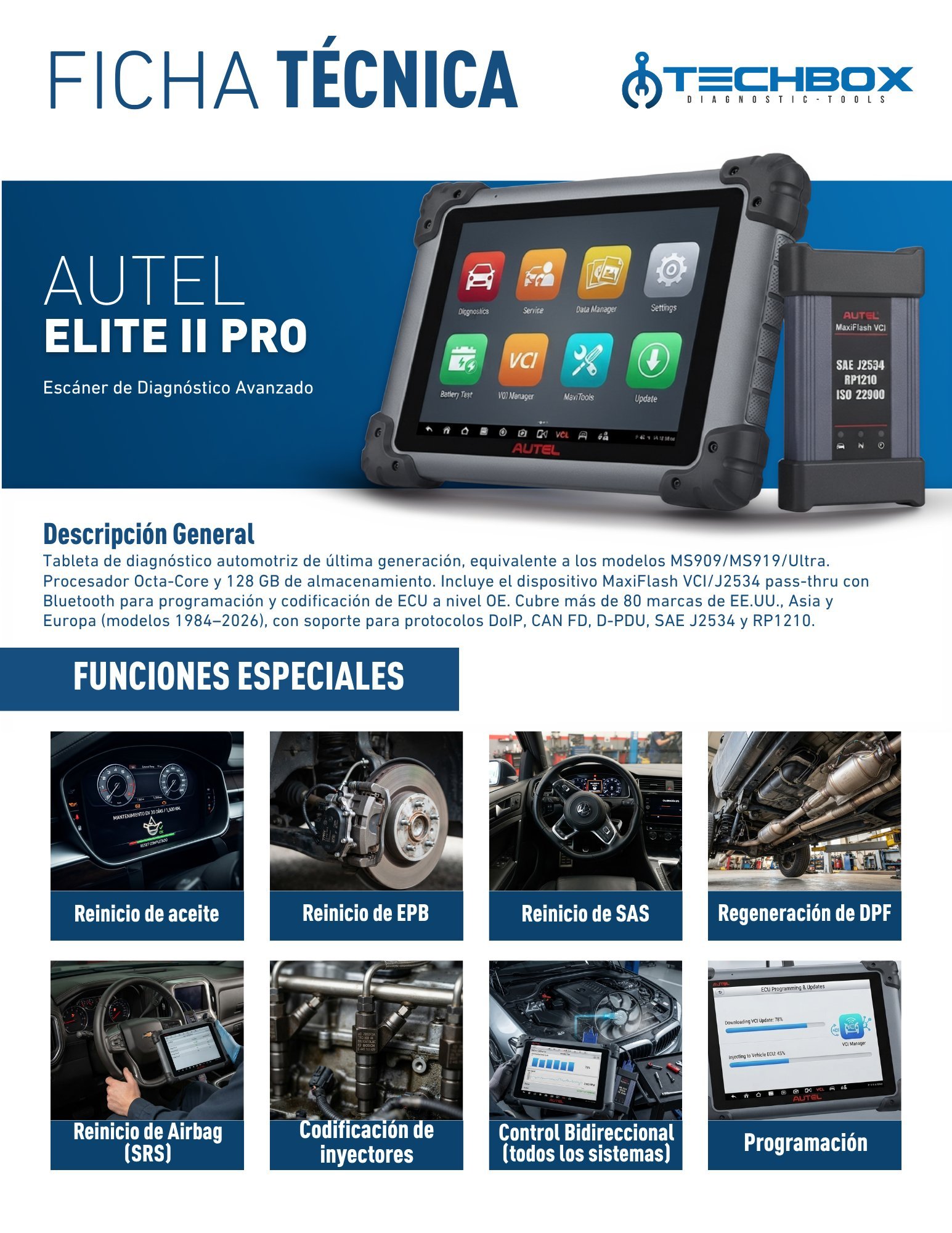 Ficha técnica Autel MaxiSys Elite II Pro