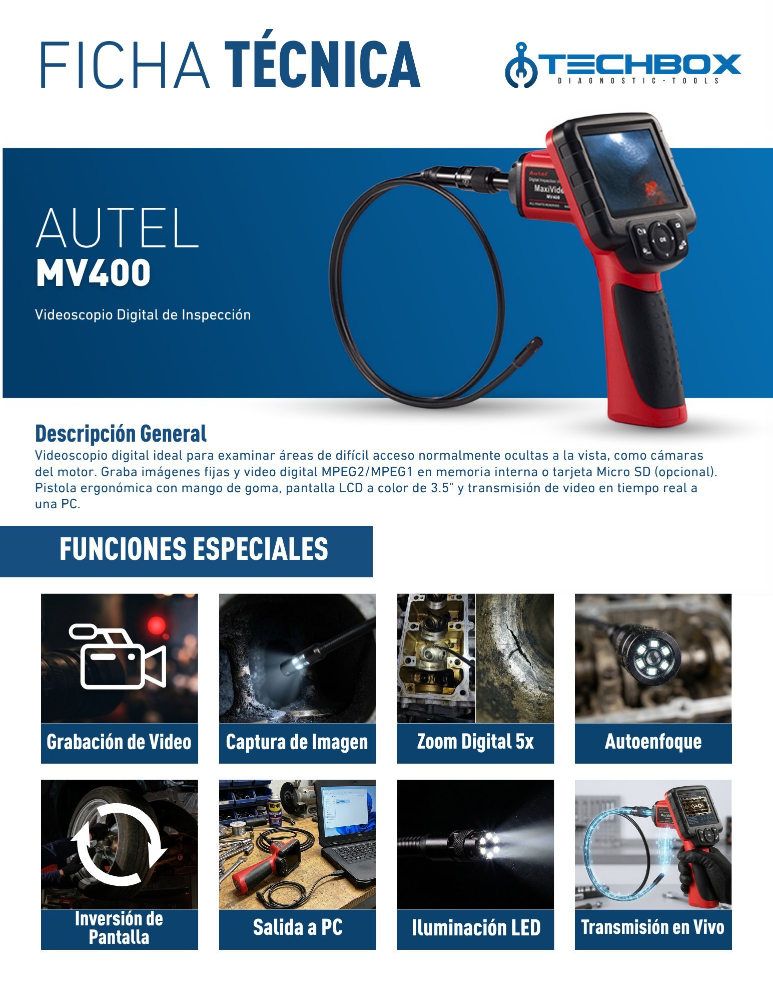 Ficha técnica Autel MaxiVideo MV400