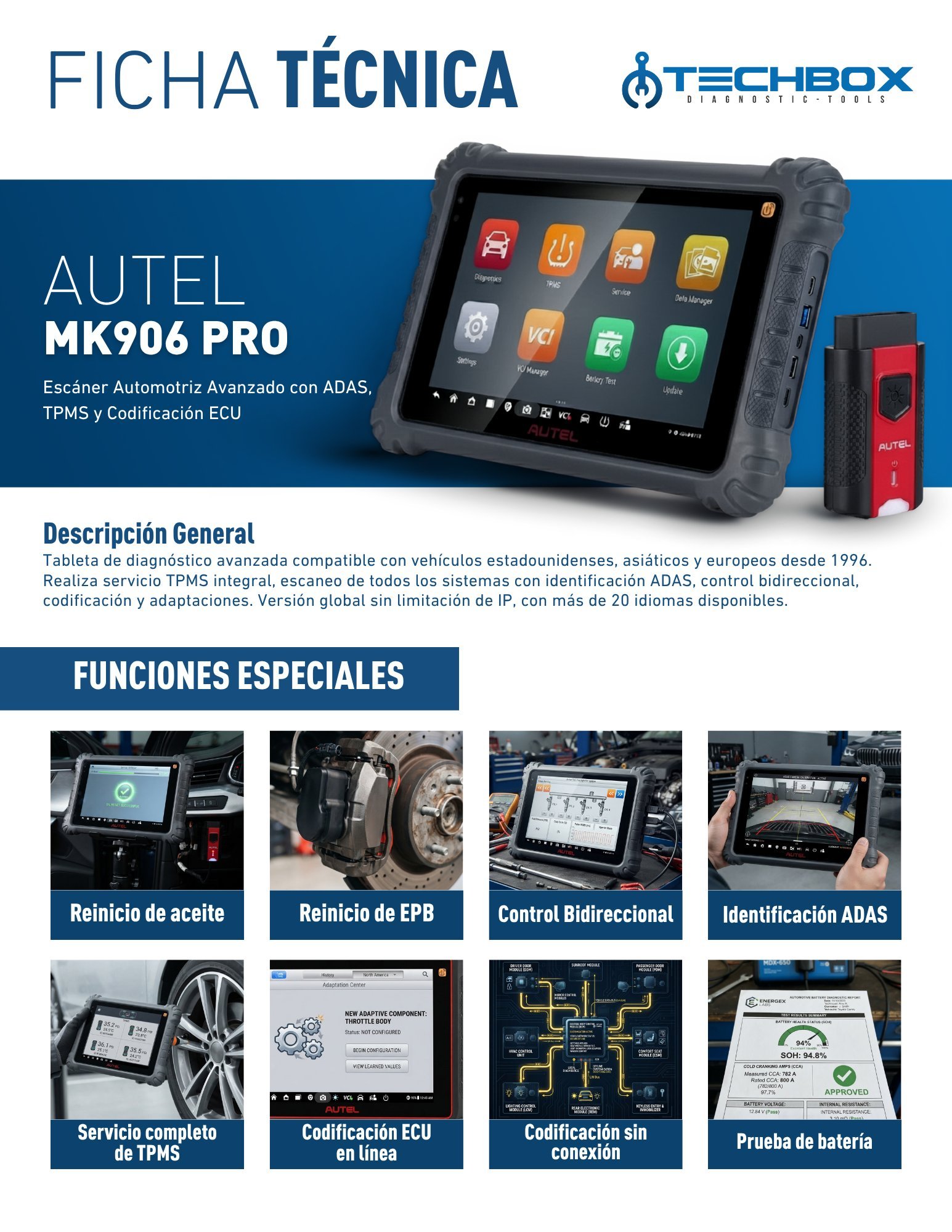 Ficha técnica Autel MK906 PRO-TS