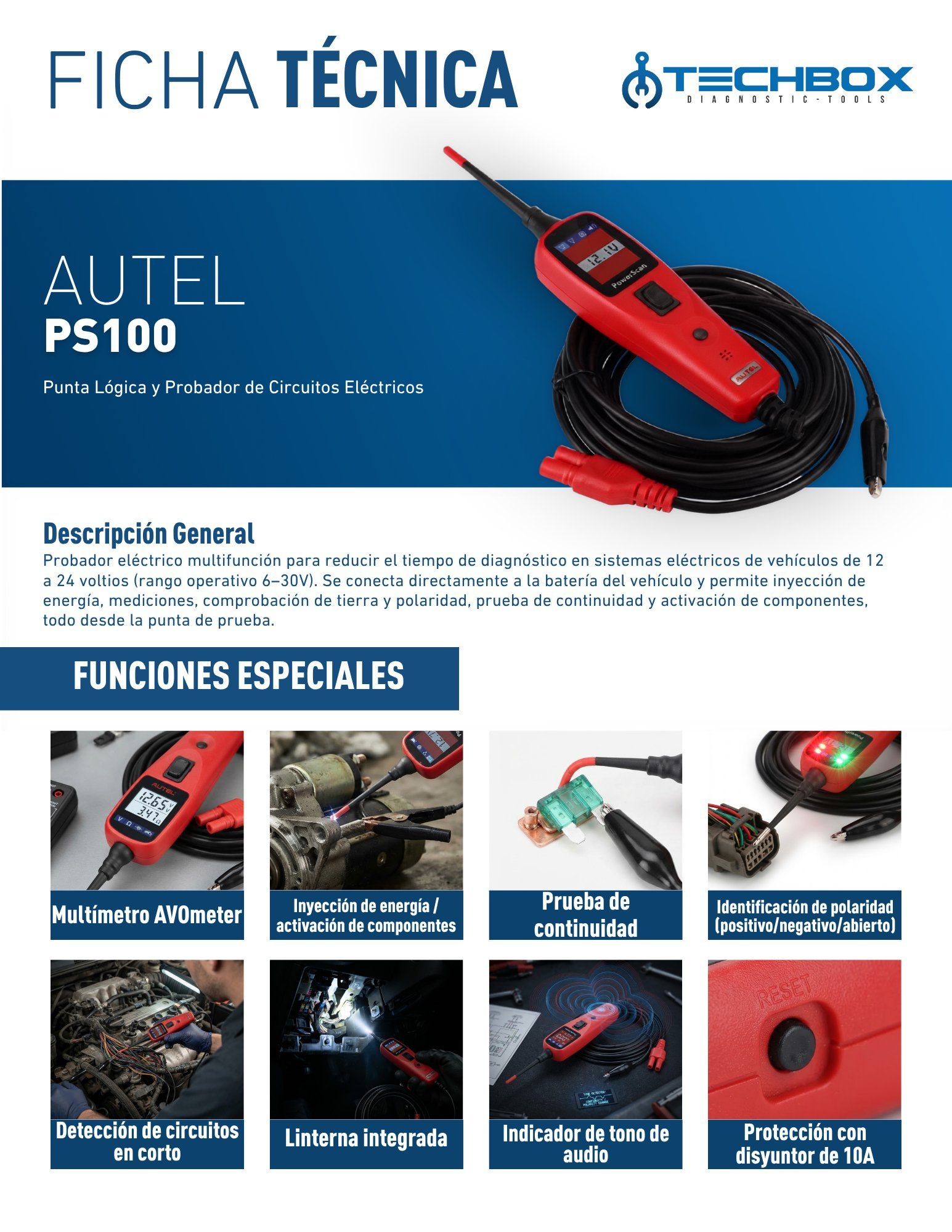 Ficha técnica Autel PowerScan PS100