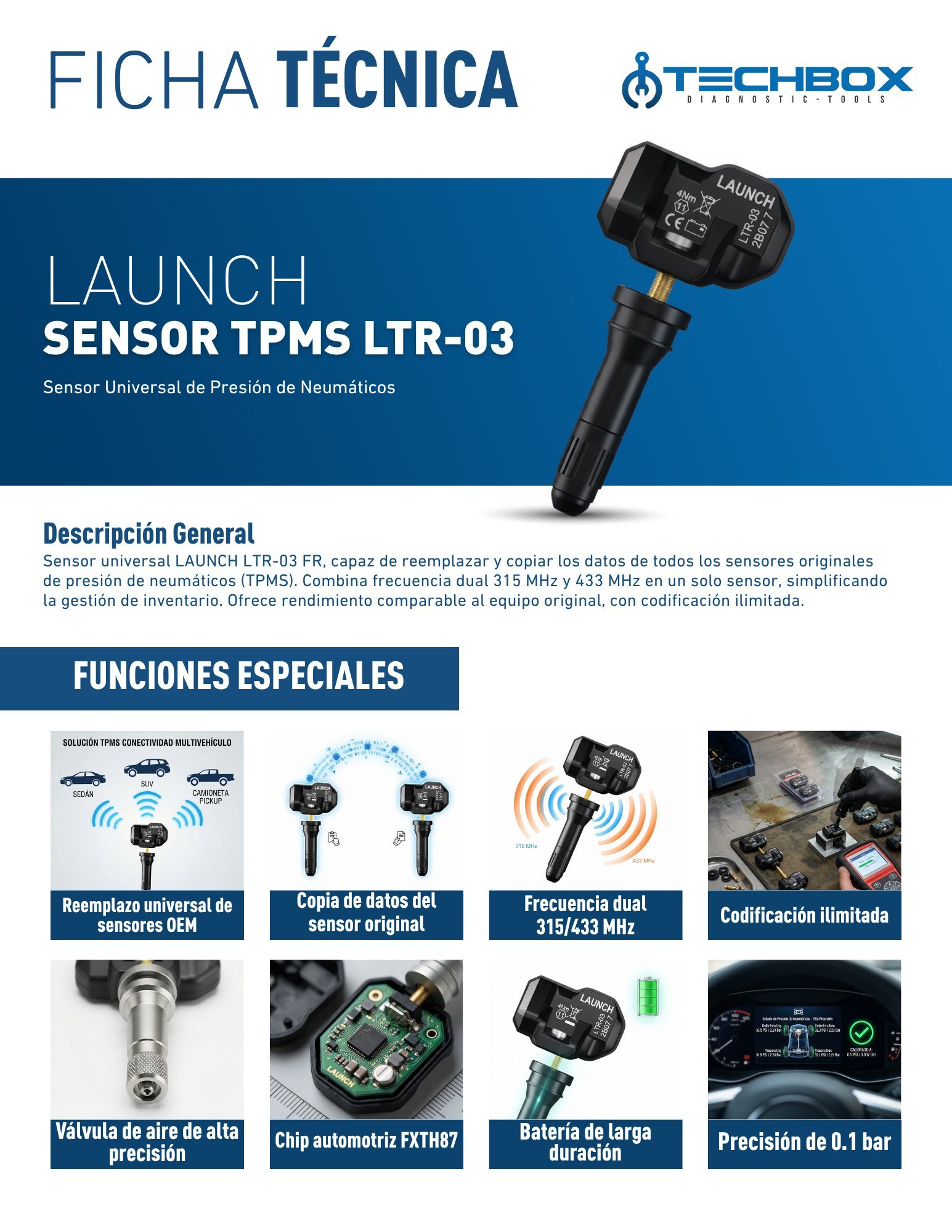Ficha técnica Launch Sensor TPMS LTR-03