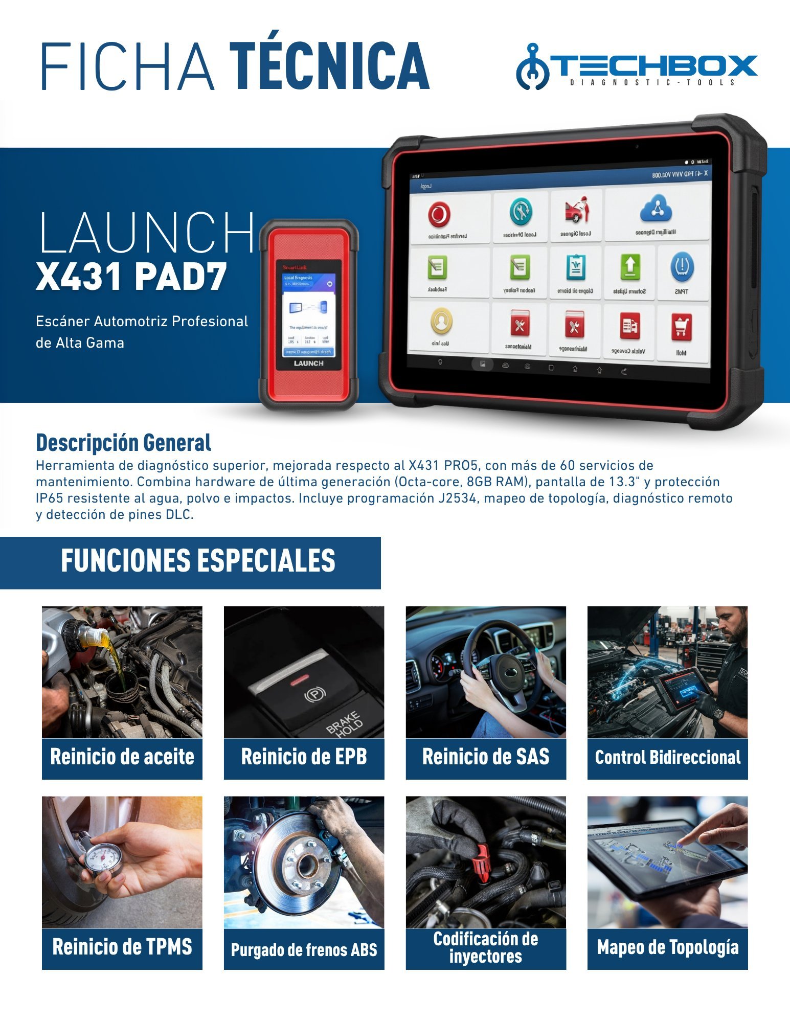 Ficha técnica Launch X431 PAD VII