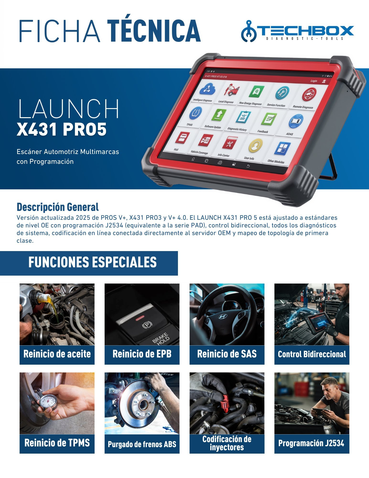 Ficha técnica Launch X431 PRO5