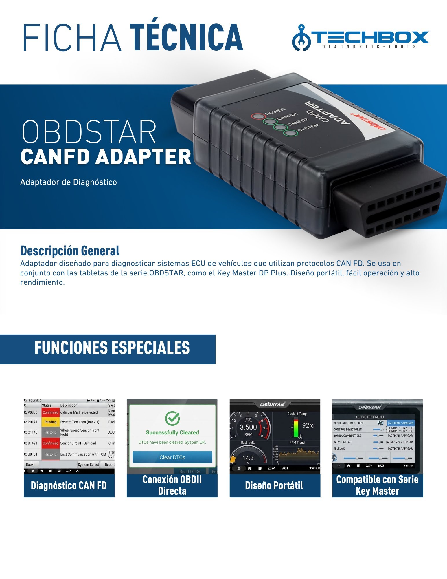 Ficha técnica OBDSTAR Adaptador CAN FD