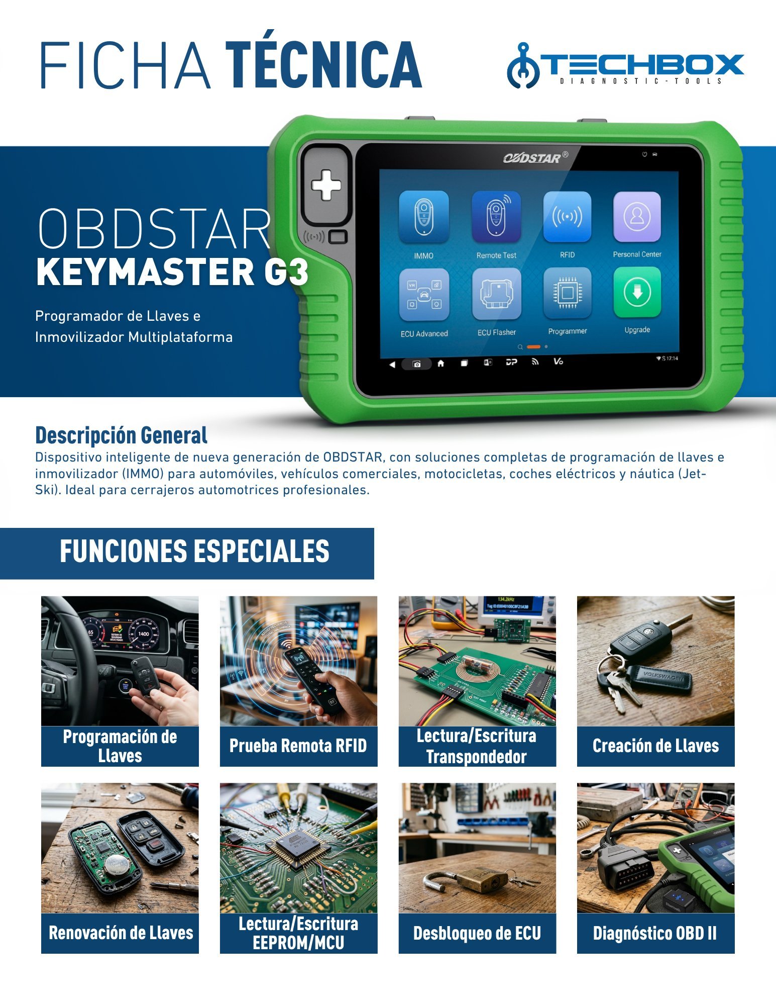 Ficha técnica OBDSTAR Key Master G3