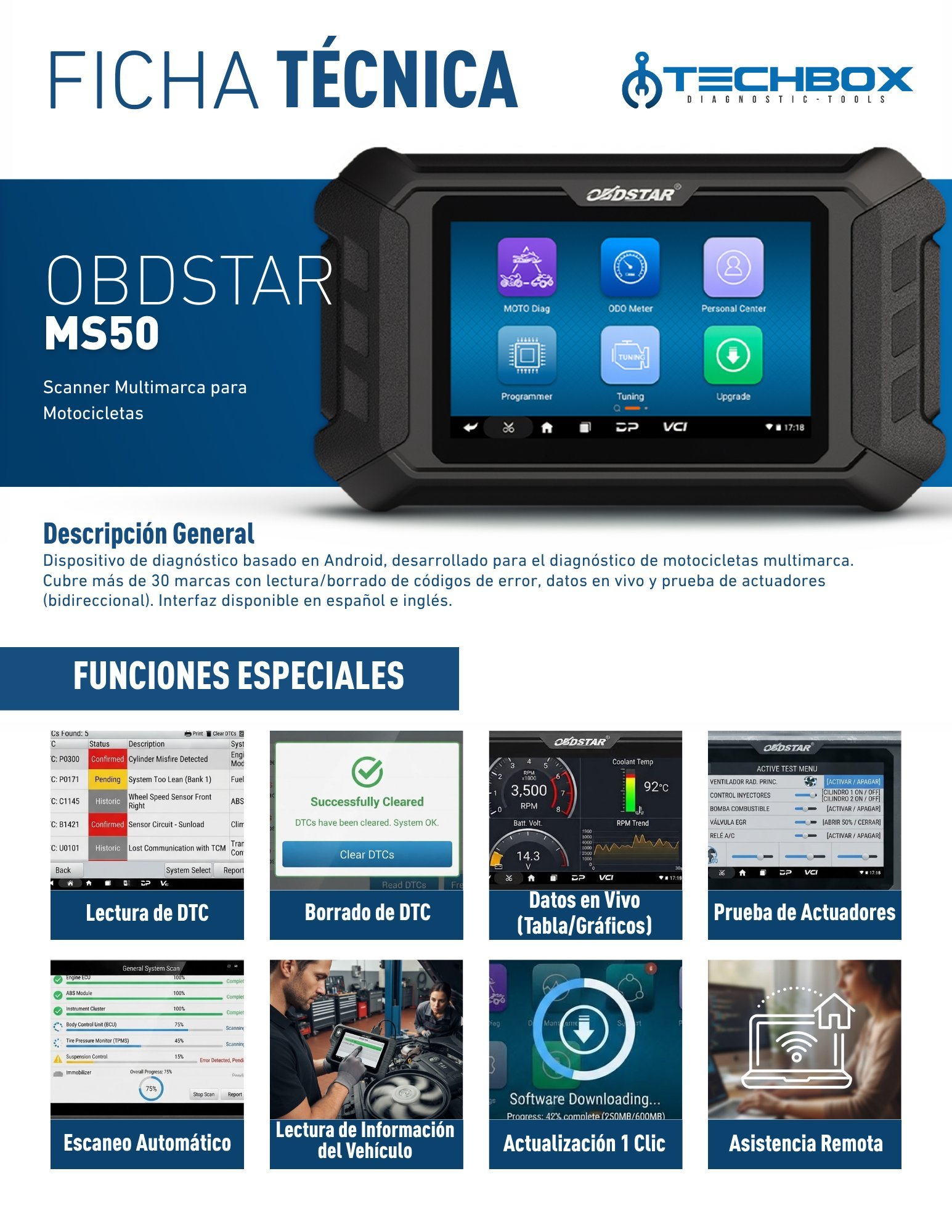Ficha técnica OBDSTAR MS50