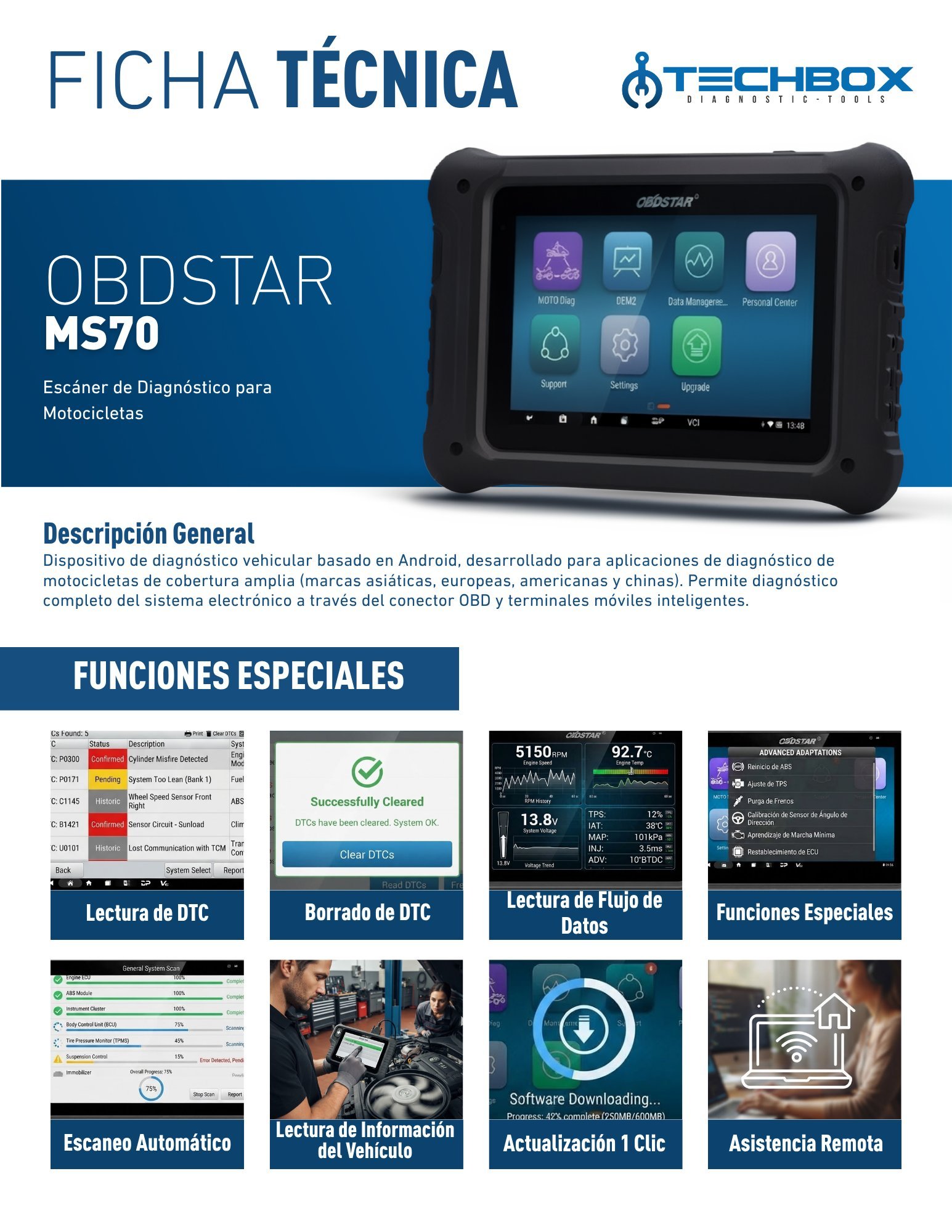 Ficha técnica OBDSTAR MS70